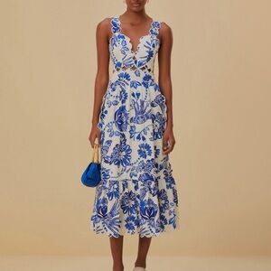 Off-White Flowerful Birds Lenzing™ Ecovero™ Euroflax™ Midi Dress